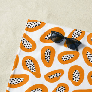 Toalla De Playa Patrón de papaya elegante con monograma