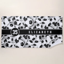 Toalla De Playa Patrón de pelotas de fútbol infantil personalizado
