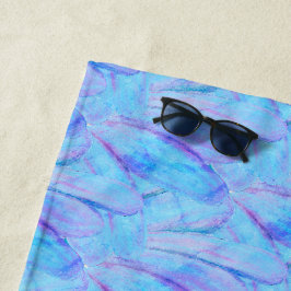Toalla De Playa Patrón de Pétalo de Flor Pintado Chic Cerúleo