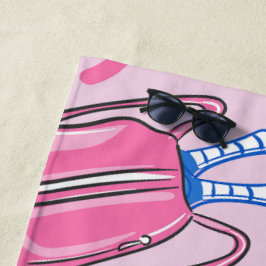 Toalla De Playa Patrón de Pickleball Rosa Preppy