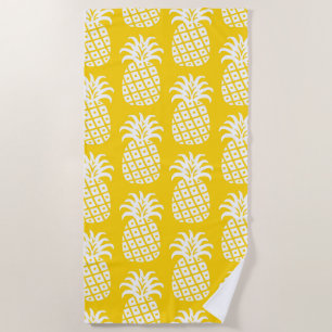 Toalla De Playa Patrón de piña Amarillo y Blanco