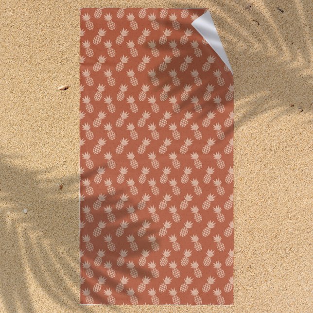 Toalla De Playa Patrón de piña tropical de terracota y piña (Subido por el creador)