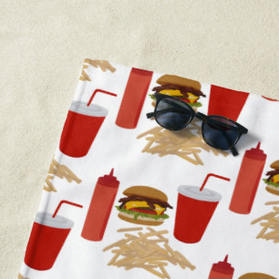 Toalla De Playa Patrón de ráfagas de comida rápida BBQ