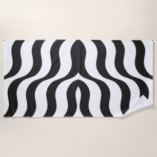 Toalla De Playa patrón de rayas de cebra negro + blanco almohada m