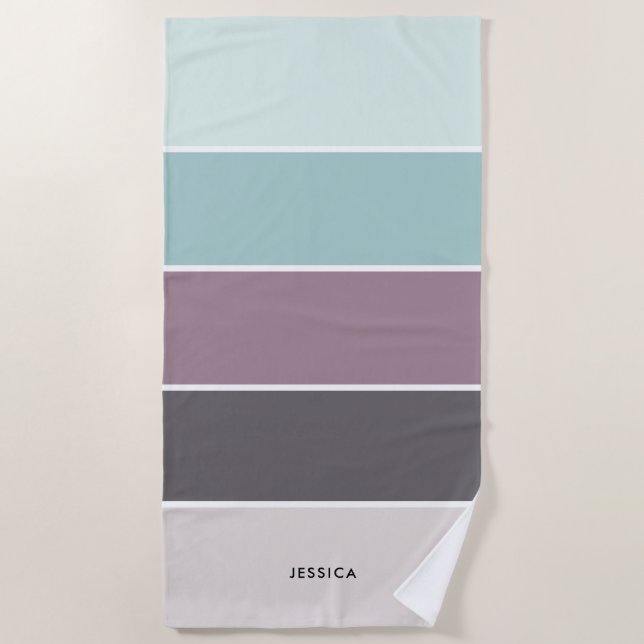 Toalla De Playa Patrón de rayas modernas personalizado (Anverso)