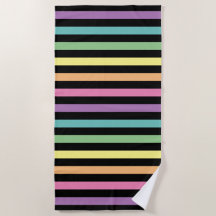 Patrón de rayas negras y arcoiris pasteles