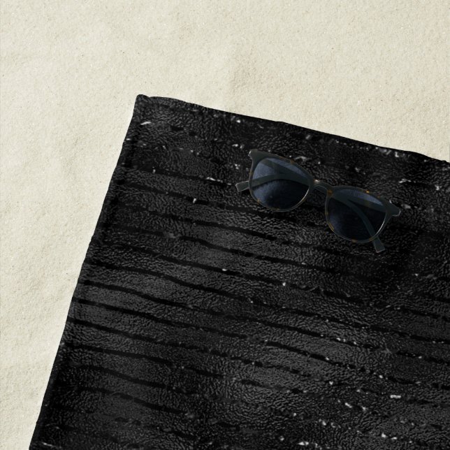 Toalla De Playa Patrón de rayas negras y purpurinas (In situ)