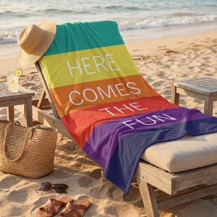 Toalla De Playa Patrón de rayas personalizadas felices brillantes
