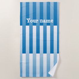 Toalla De Playa Patrón de rayas personalizado azul blanco