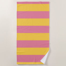 Toalla De Playa Patrón de rayas verticales rosa y amarillo vibrant