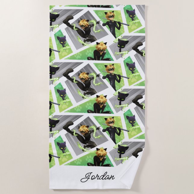 Toalla De Playa Patrón de ruido de gato y de tracción (Anverso)