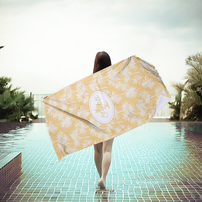 Toalla De Playa Patrón de silueta de árbol de palmas hawaiano ID10 (Subido por el creador)