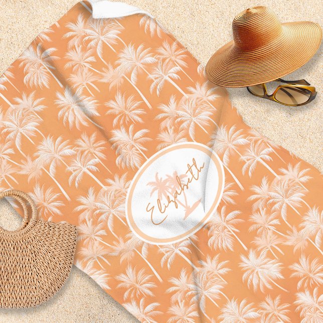 Toalla De Playa Patrón de silueta de árbol de palmas hawaiano Taca (Subido por el creador)