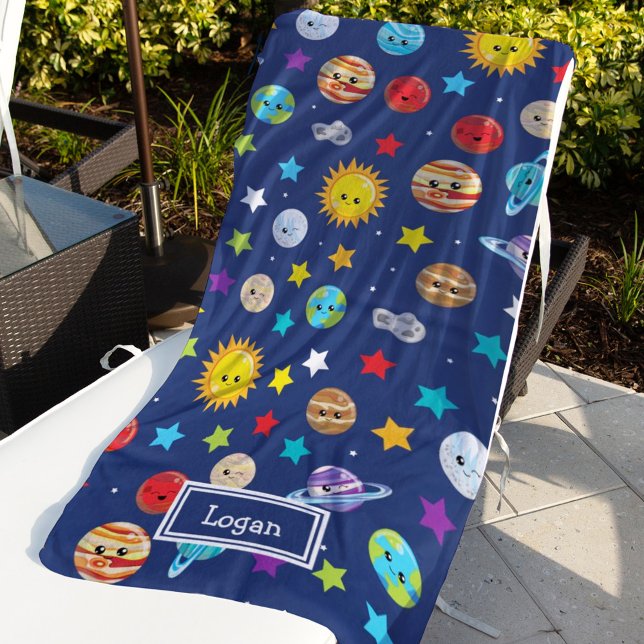 Toalla De Playa Patrón de sistema solar para niños (Subido por el creador)