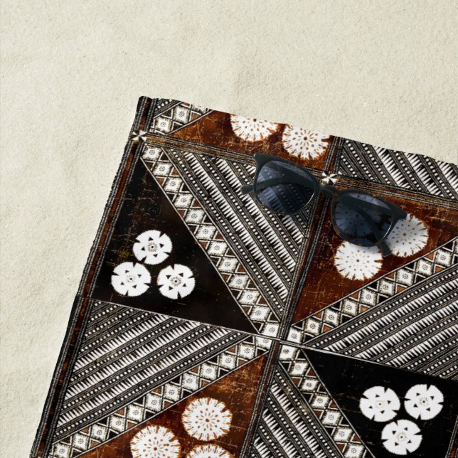 Toalla De Playa Patrón de Tapa Tribal de Fiji (In situ)