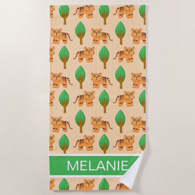 Toalla De Playa Patrón de tigre Personalizado lindo personalizado (Anverso)