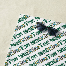 Toalla De Playa Patrón de tipografía de la bandera del estado de W