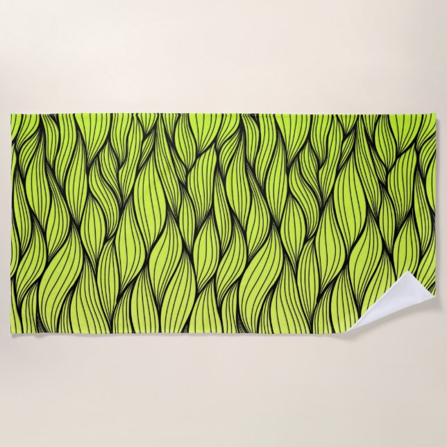 Toalla De Playa Patrón de trenzas verdes (Anverso)
