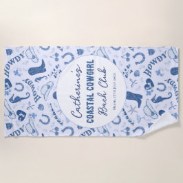 Toalla De Playa Patrón divertido de club de bachillerato de vaquer