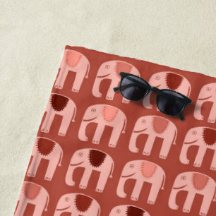 Toalla De Playa Patrón elefante Rojo rosado