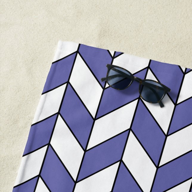 Toalla De Playa Patrón elegante de cheurón Herringbone (In situ)