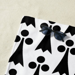 Toalla De Playa Patrón Ermine, patrón medieval, negro sobre blanco