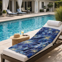 Patrón Floral Azul Oro Moderno
