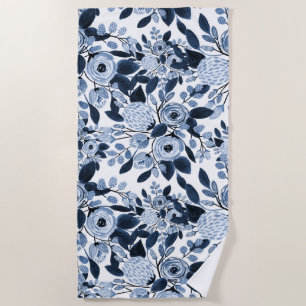 Toalla De Playa Patrón floral de acuarela azul Pastel de Marina