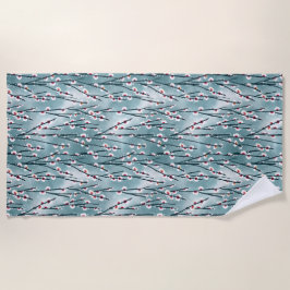 Toalla De Playa Patrón floral de ciruela de primavera