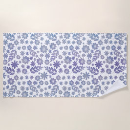 Toalla De Playa Patrón floral de gris y lavanda