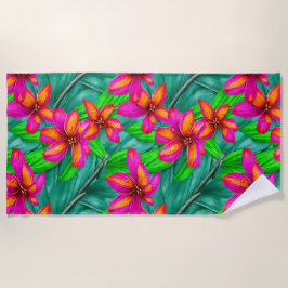 Toalla De Playa Patrón floral del paraíso tropical