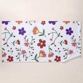 Toalla De Playa Patrón floral dibujado a mano