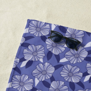 Toalla De Playa Patrón floral púrpura perenne