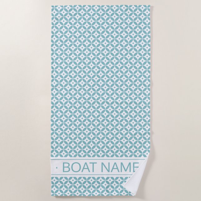 Toalla De Playa Patrón geométrico acuático. Nombre del barco Toall (Anverso)