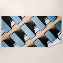 Patrón geométrico beige y azul