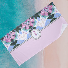 Toalla De Playa Patrón geométrico de color dulce monogramado