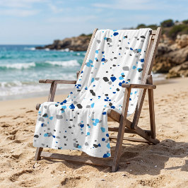 Toalla De Playa Patrón geométrico de terraczo gris azul moderno