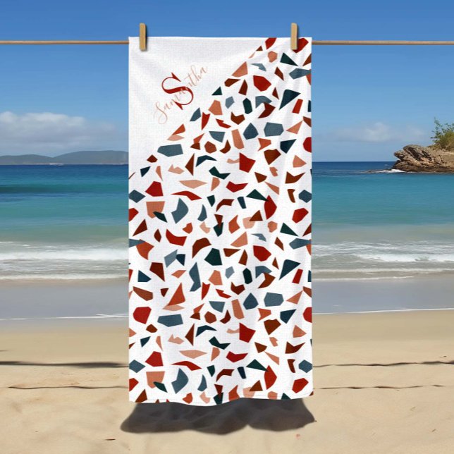 Toalla De Playa Patrón geométrico monogramado (Monogrammed Geometric Pattern Beach Towel.)
