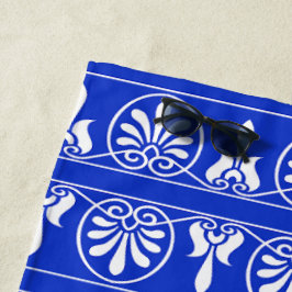 Toalla De Playa Patrón griego árabe-mediterráneo azul