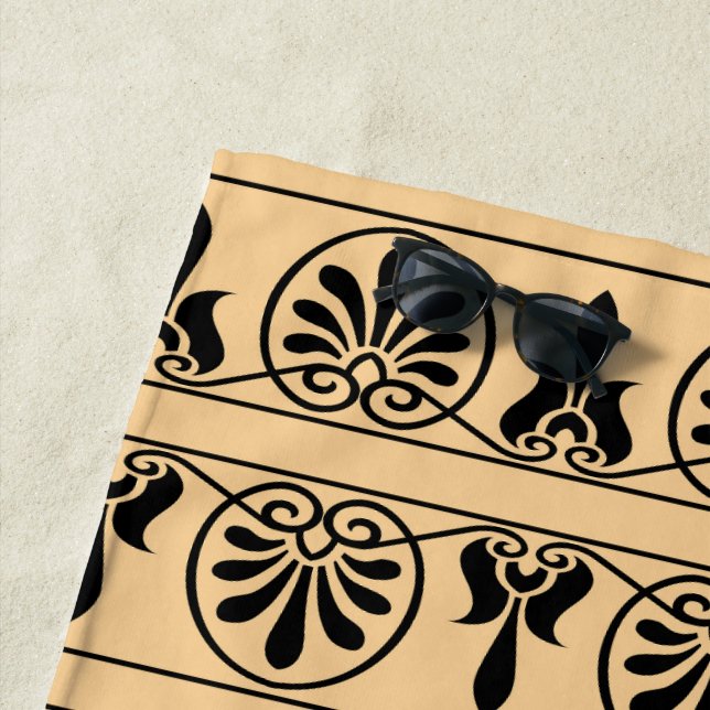 Toalla De Playa Patrón griego árabe-mediterráneo marrón (In situ)