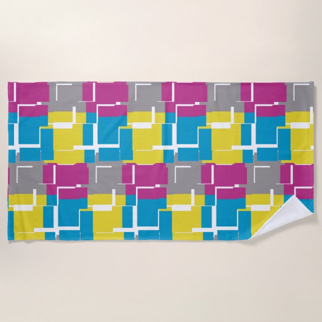 Toalla De Playa Patrón gris amarillo morado de Guay (Anverso)