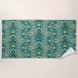 Toalla De Playa Patrón Ikat de Lotus - El Lotus blanco