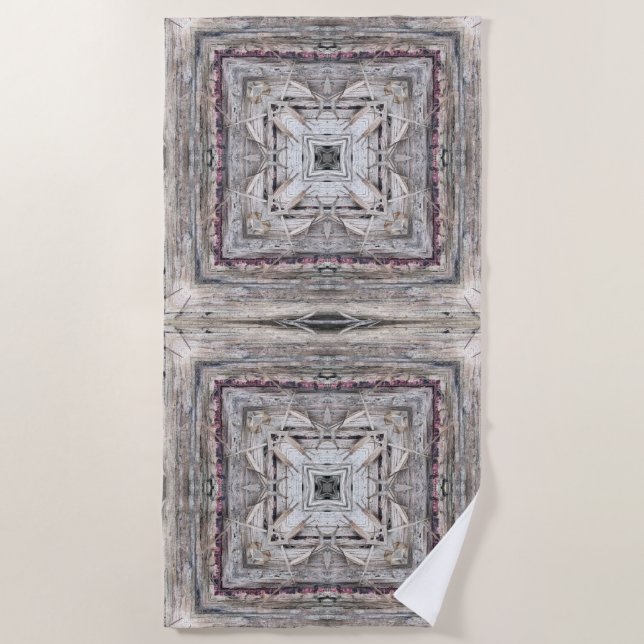 Toalla De Playa Patrón inspirado en azteca rosada de bonito (Anverso)