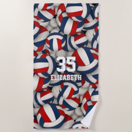 Toalla De Playa patrón interminable de voleibol blanco