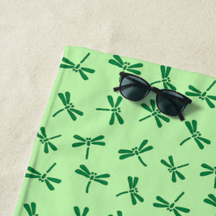Toalla De Playa Patrón japonés de libélula, verde de jade luz