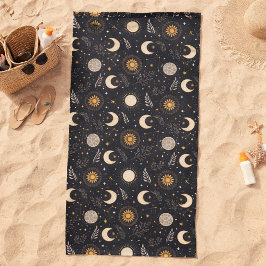 Toalla De Playa Patrón Lunar Celestial Místico