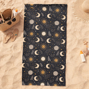 Toalla De Playa Patrón Lunar Celestial Místico
