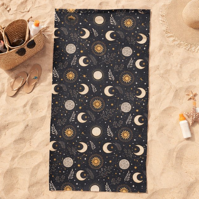 Toalla De Playa Patrón Lunar Celestial Místico (Subido por el creador)