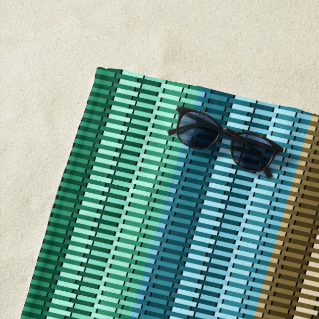 Toalla De Playa Patrón moderno de estilo verde amarillo azul  (In situ)