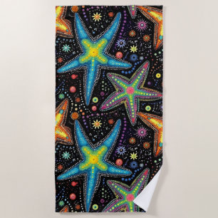 Toalla De Playa Patrón moderno de estrella negra brillante